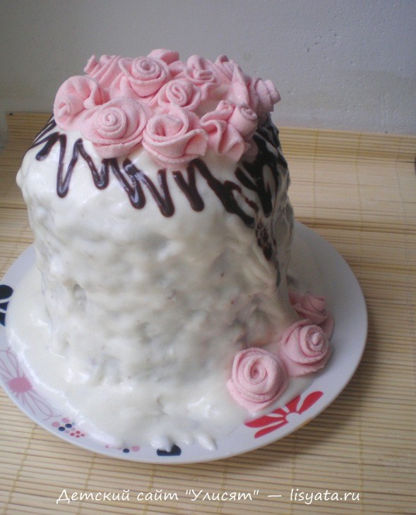 рецепет с пошаговыми фото - домашний торт с розами из мастики